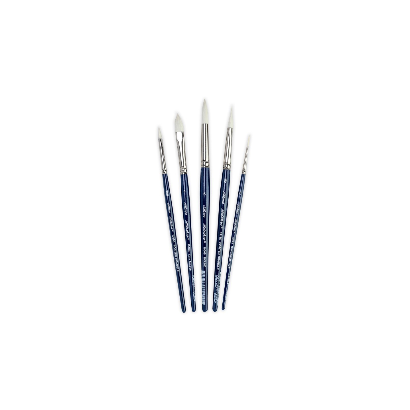Silver Brush Bristlon Triangle Cats Tongue Brushes, Set of 5