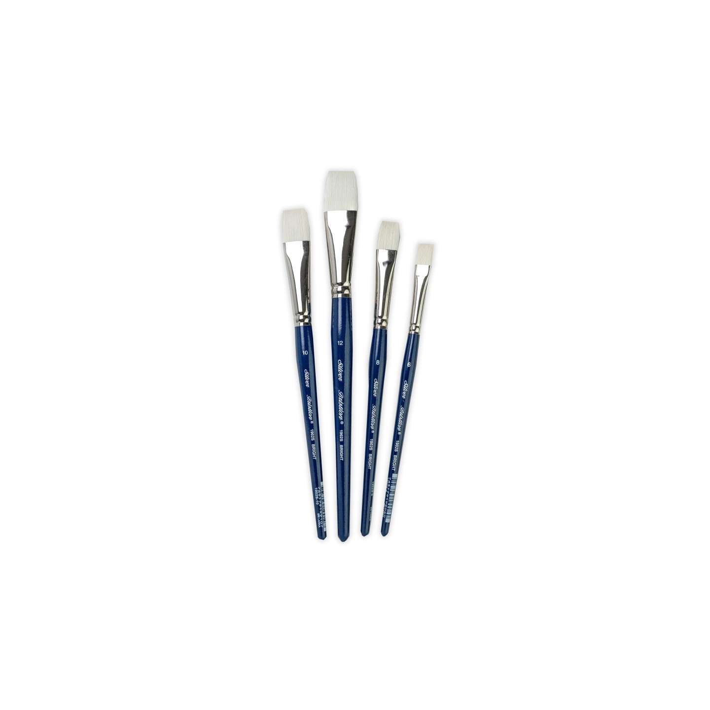 Silver Brush Bristlon Short Handle Brights Brushes, Set of 4