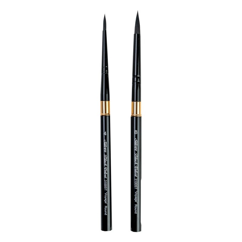 Silver Brush Black Velvet Large Travel Round Brushes, Set of 2