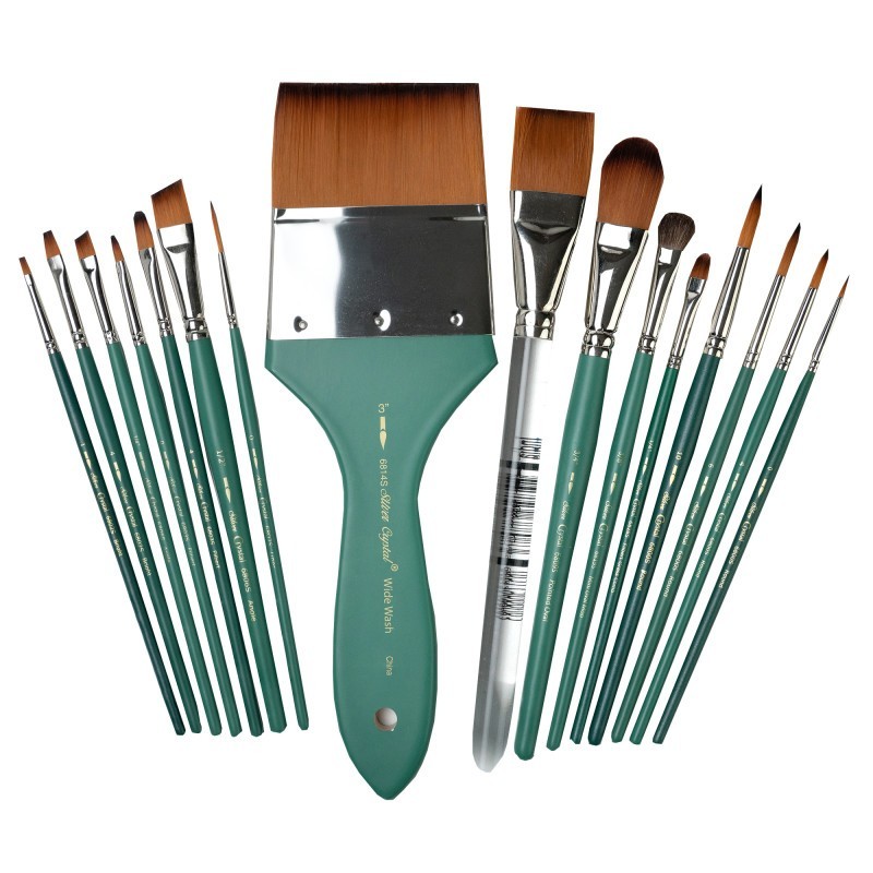 Silver Brush Crystal Must Haves Brush Set, 16 Brushes