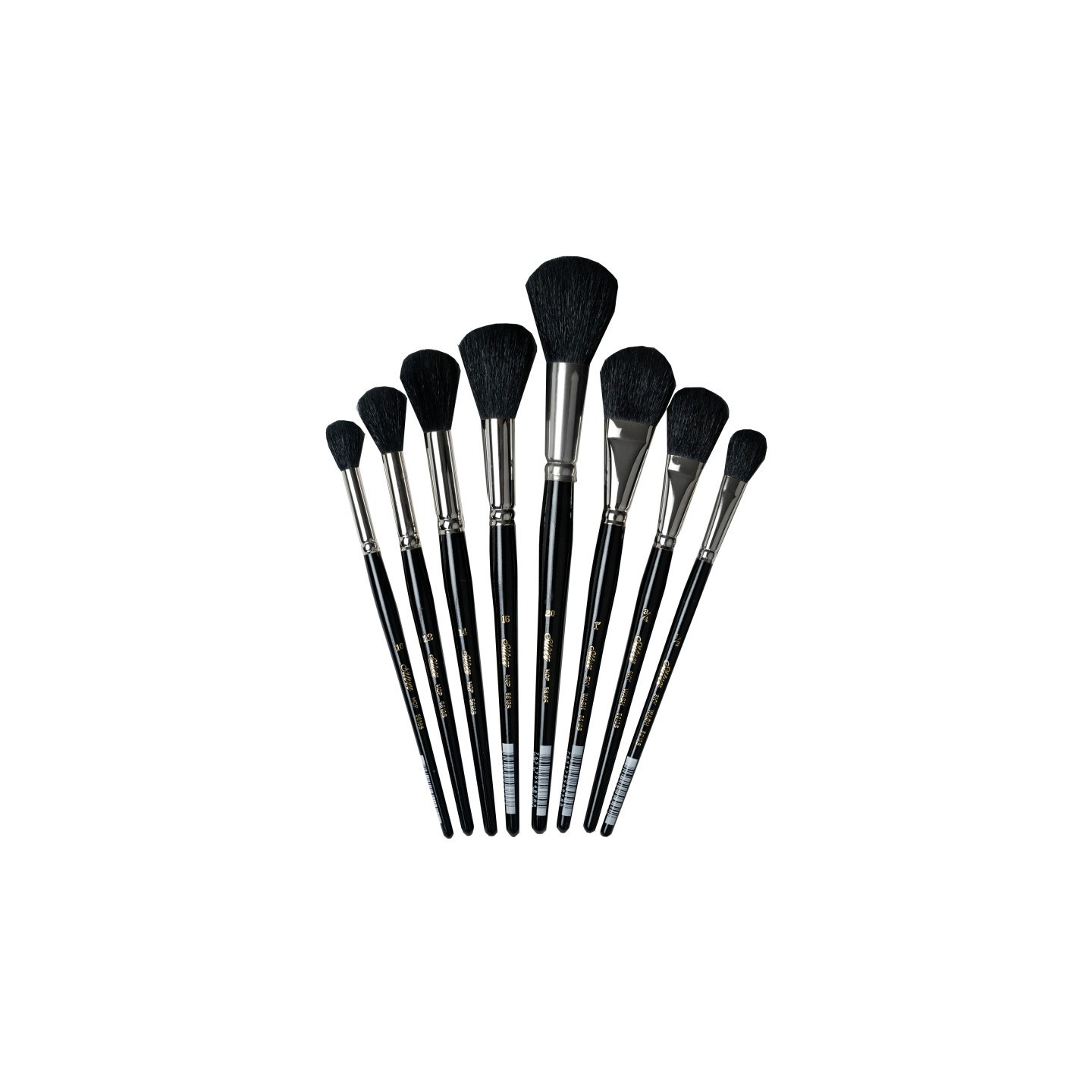 Silver Brush Silver Mops Round and Oval Black, 8 Brushes