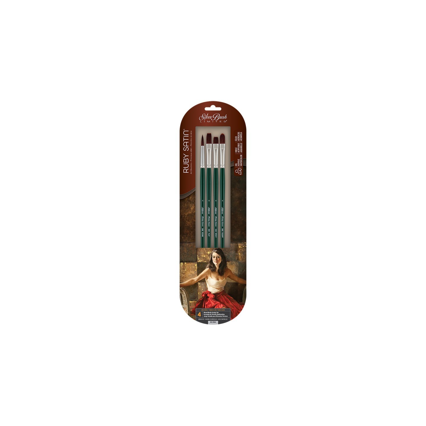 Silver Brush Ruby Satin® 4-Piece LH Brush Set