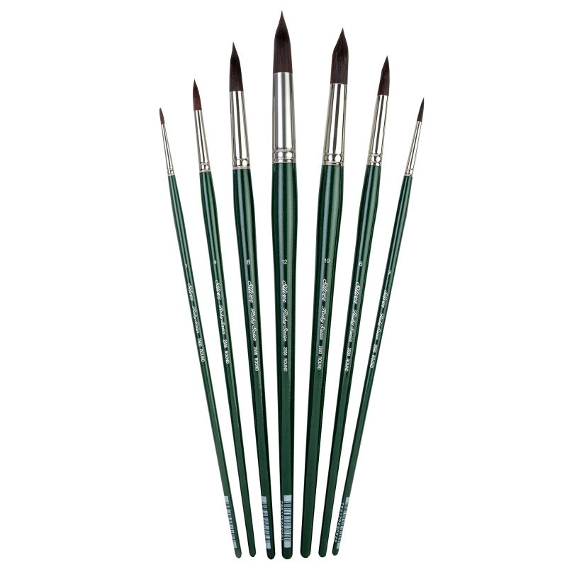 Silver Brush Ruby Satin Long Rounds, 7 Brushes