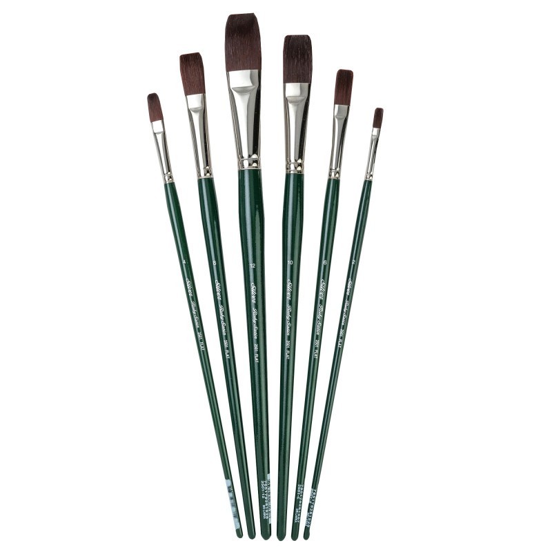 Silver Brush Ruby Satin Long Flats, 6 Brushes