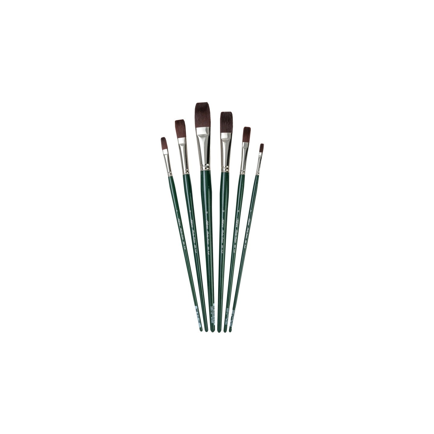 Silver Brush Ruby Satin Long Flats, 6 Brushes