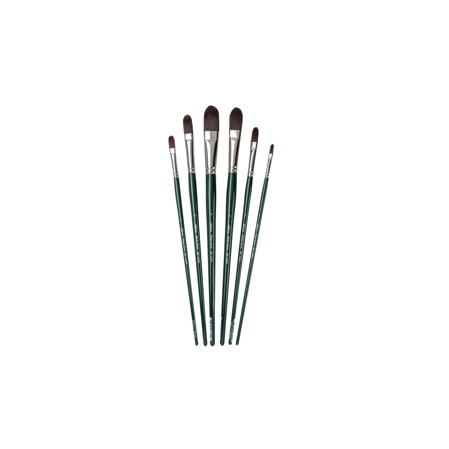 Silver Brush Ruby Satin Long Filberts, 6 Brushes