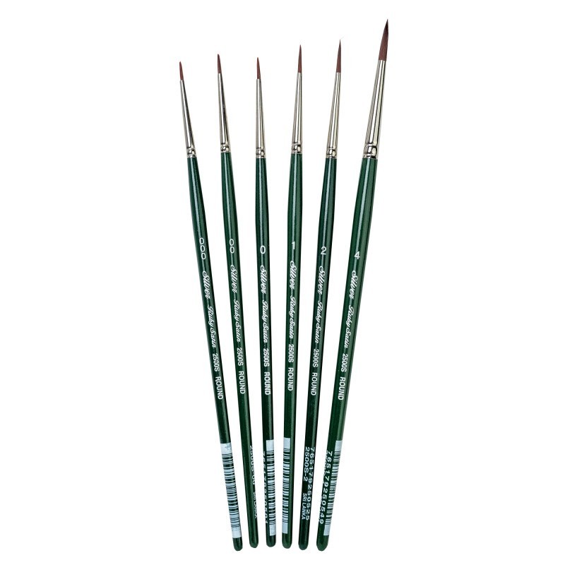 Silver Brush Ruby Satin Small Rounds, 6 Brushes