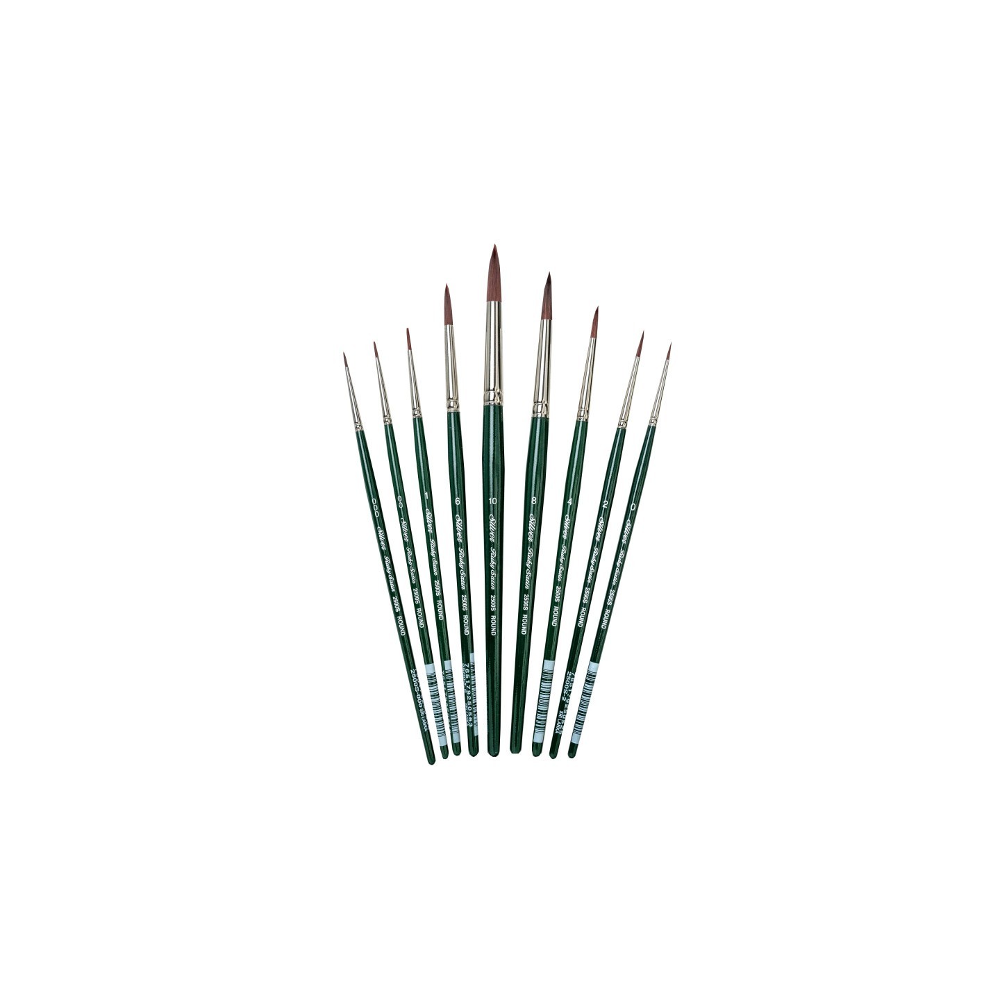 Silver Brush Ruby Satin Rounds, 9 Brushes