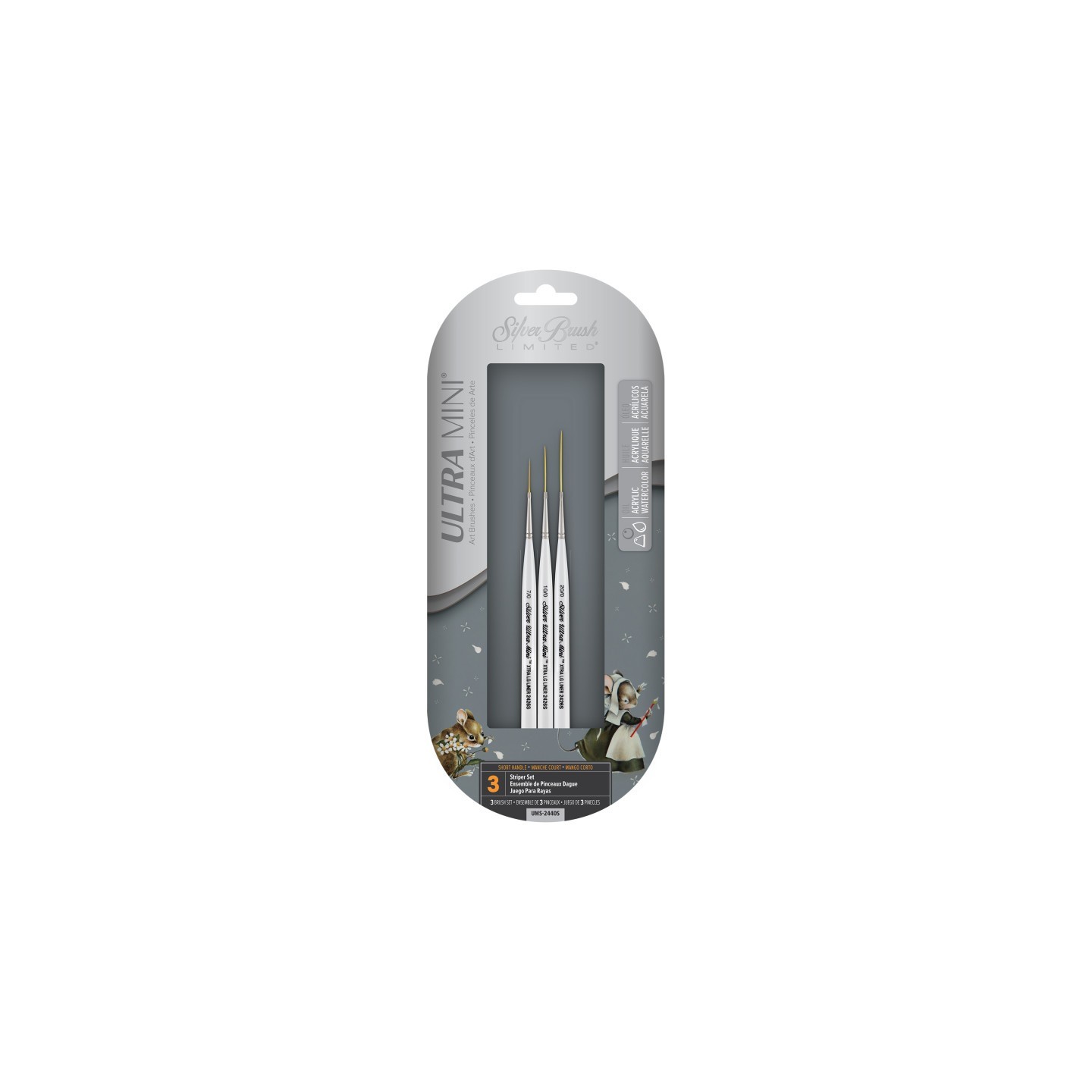 Silver Brush Ultra Mini® Striper, 3 Brushes
