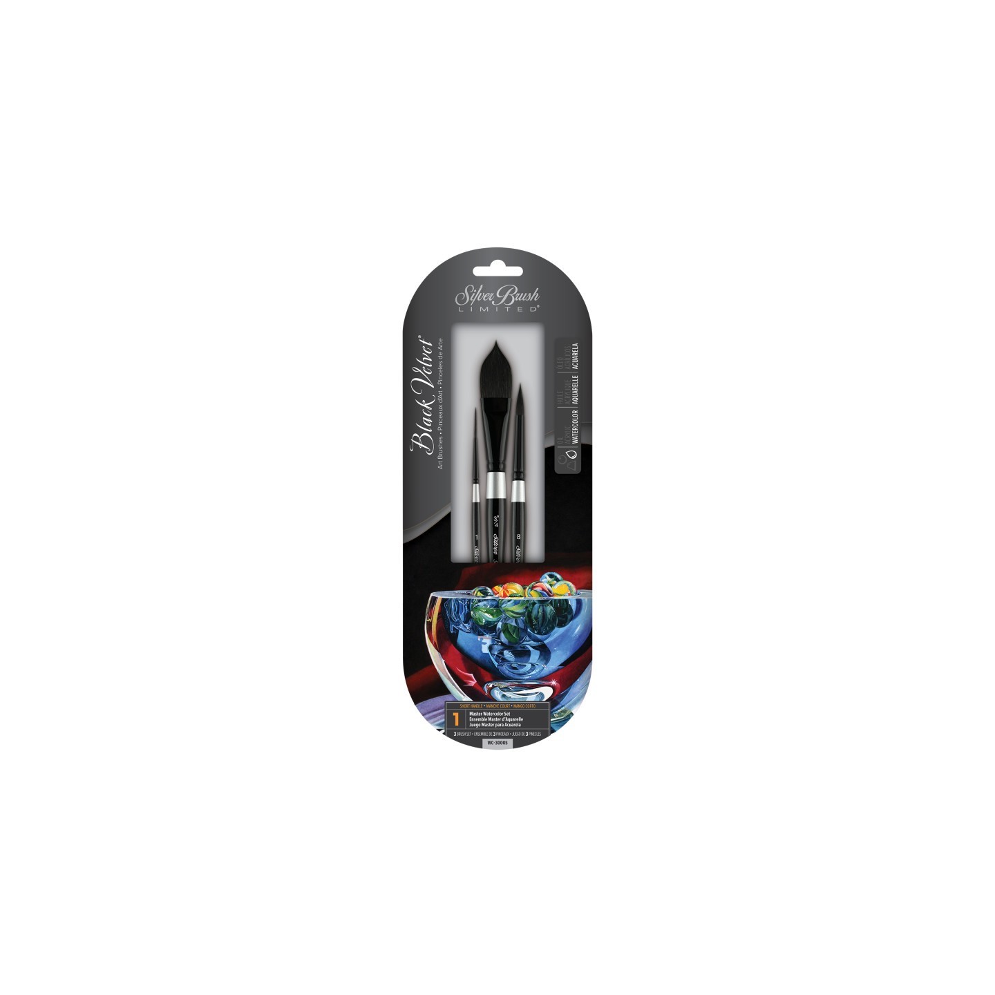 Silver Brush Black Velvet® Watercolor, 3 Brushes