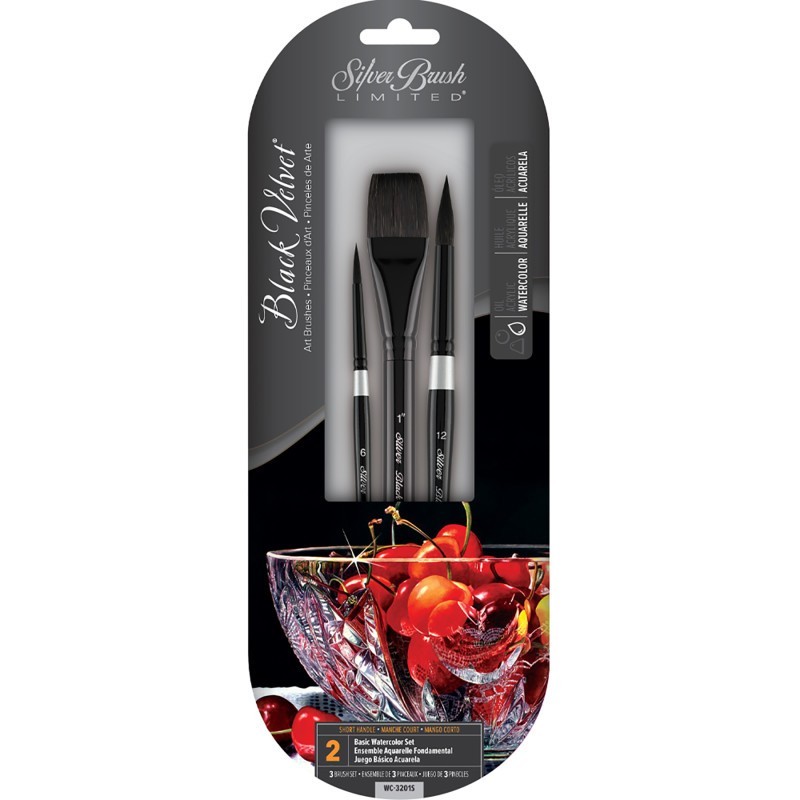 Silver Brush Black Velvet® 3-Piece BEST Basic W/C Brush Set