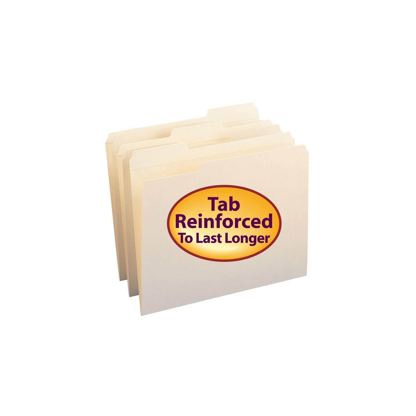 Smead® File Folders, Reinforced 1/3-Cut Tab, Letter Size, Manila, Box of 100