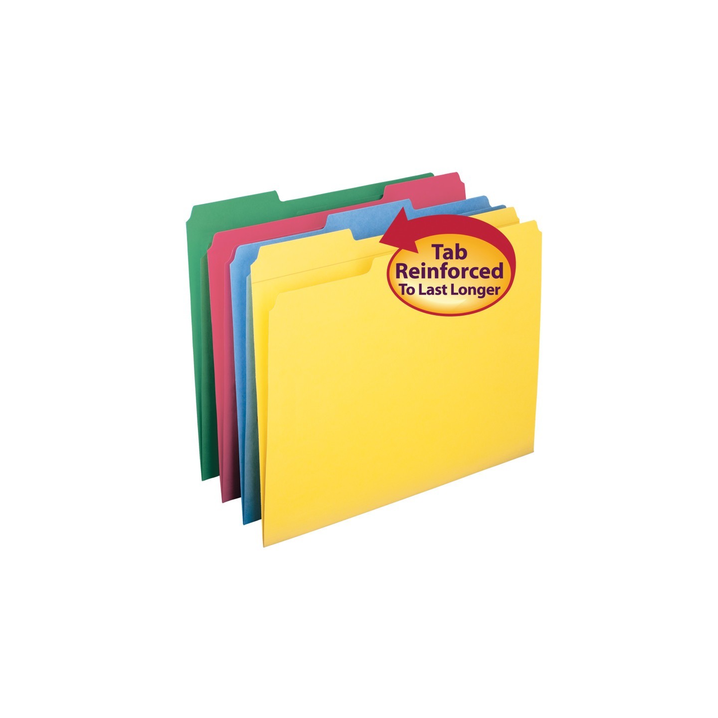 Smead® File Folder, Reinforced 1/3-Cut Tab, Letter Size, Assorted Colors, Pack of 12