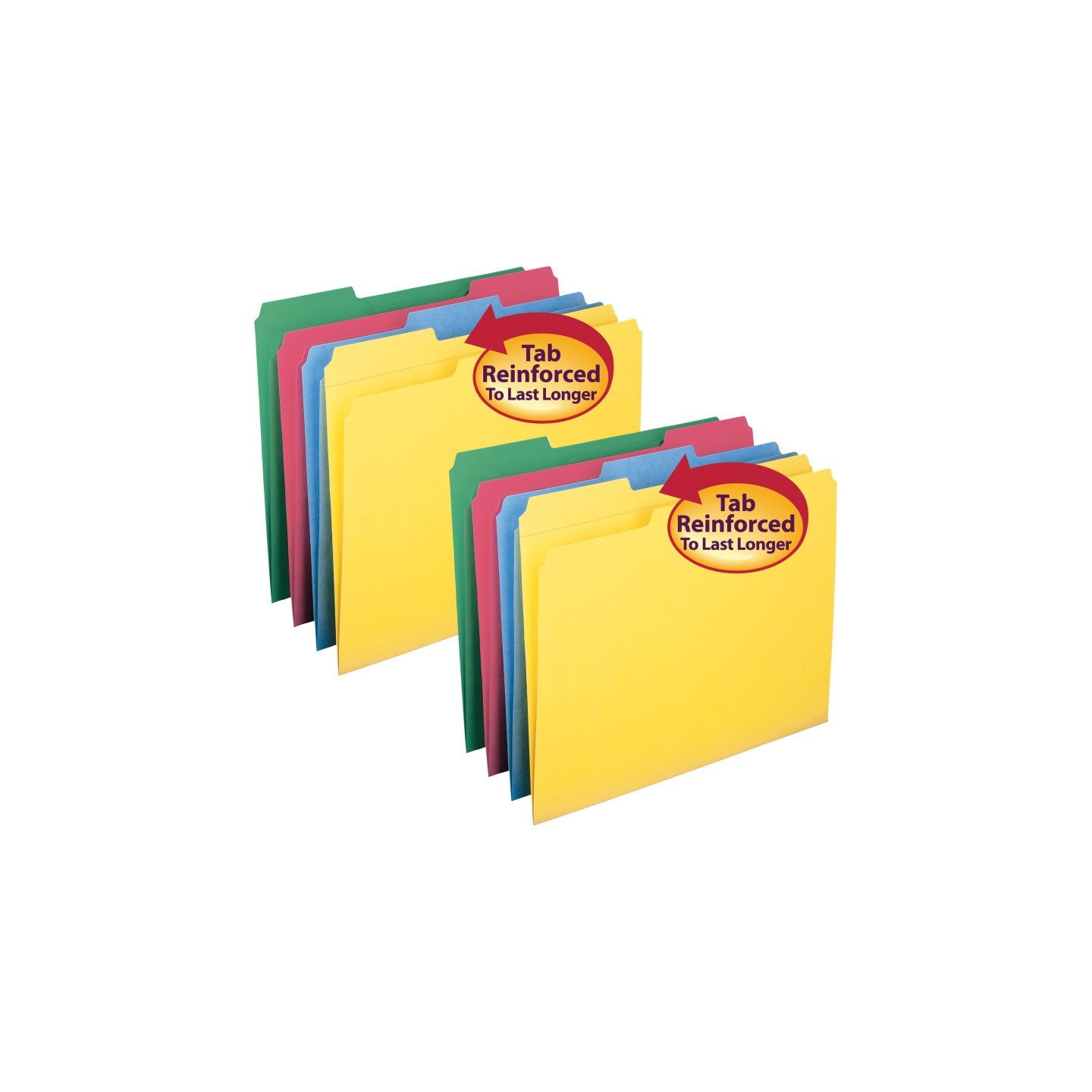 Smead® File Folders, Reinforced 1/3-Cut Tab, Letter Size, 4 Assorted Colors, 12 Per Box, 2 Boxes