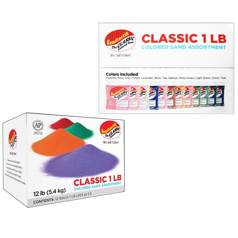 Sandtastik® Colored Sand Classroom Pack, 1 Pound Bags, Assortment 2, Set of 12