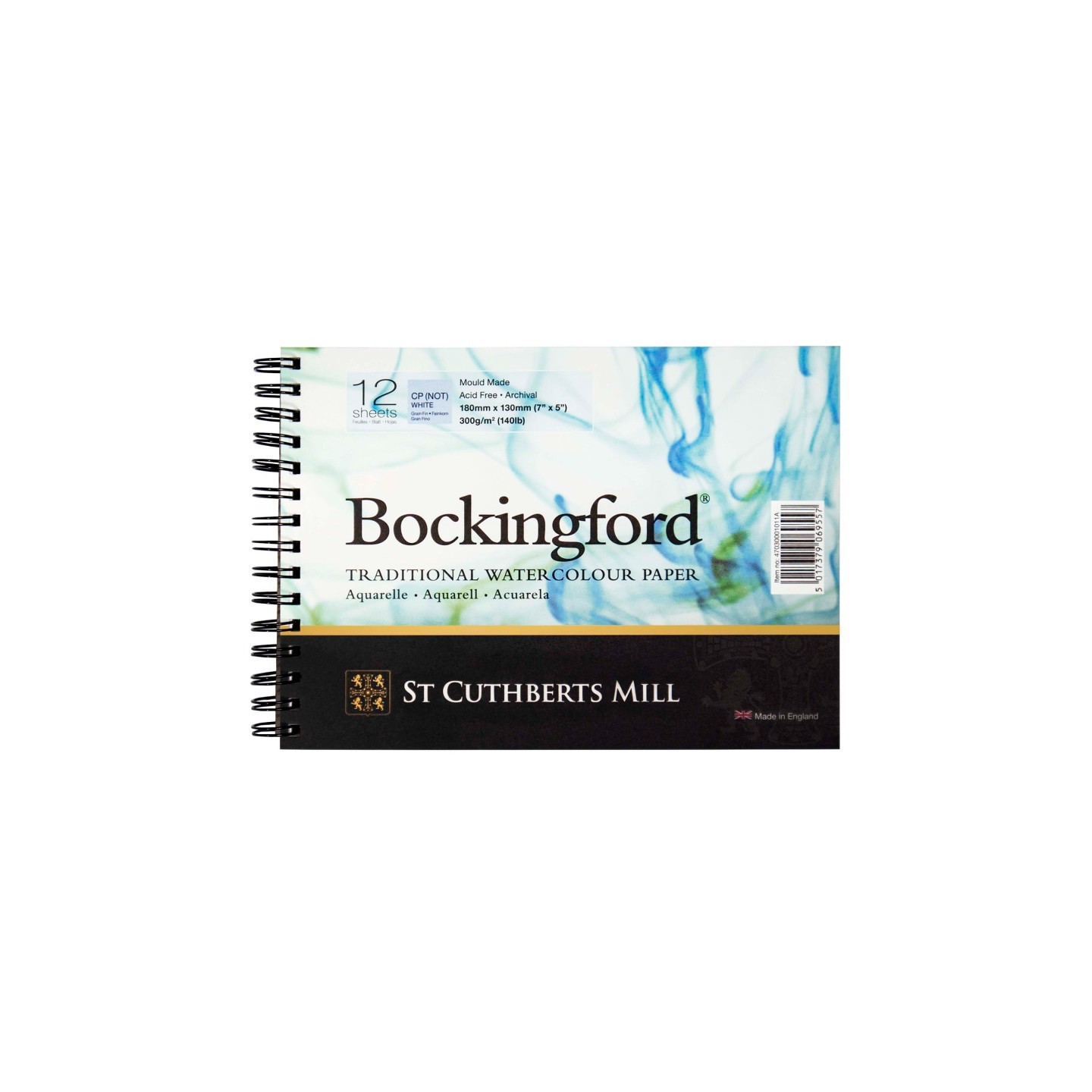 St Cuthberts Bockingford Watercolor Pad, Cold Pressed, Spiral Binding, 140lb/300gsm, 12 Sheet, 5x7 inch, 1 Count
