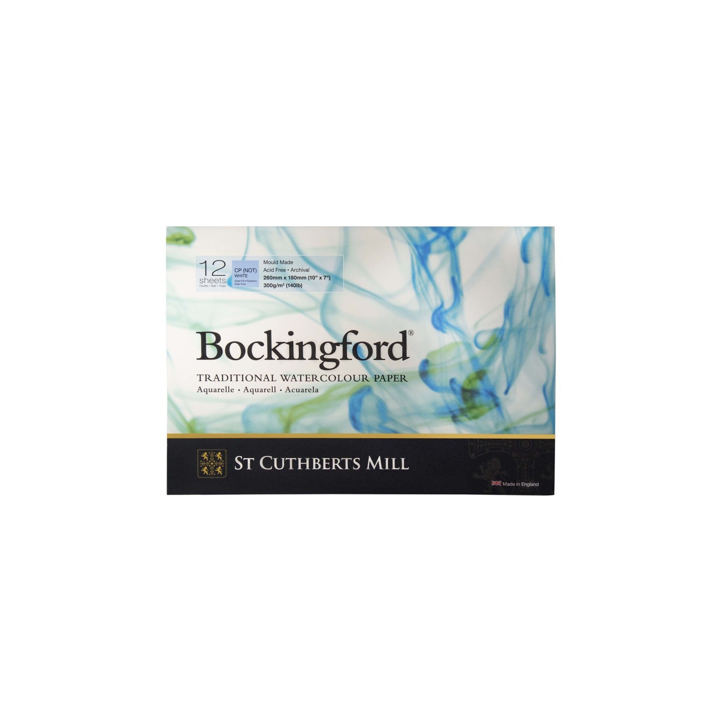 St Cuthberts Bockingford Watercolor Pad, Cold Pressed, Glue Binding, 140lb/300gsm, 12 Sheet, 7x10 inch, 1 Count