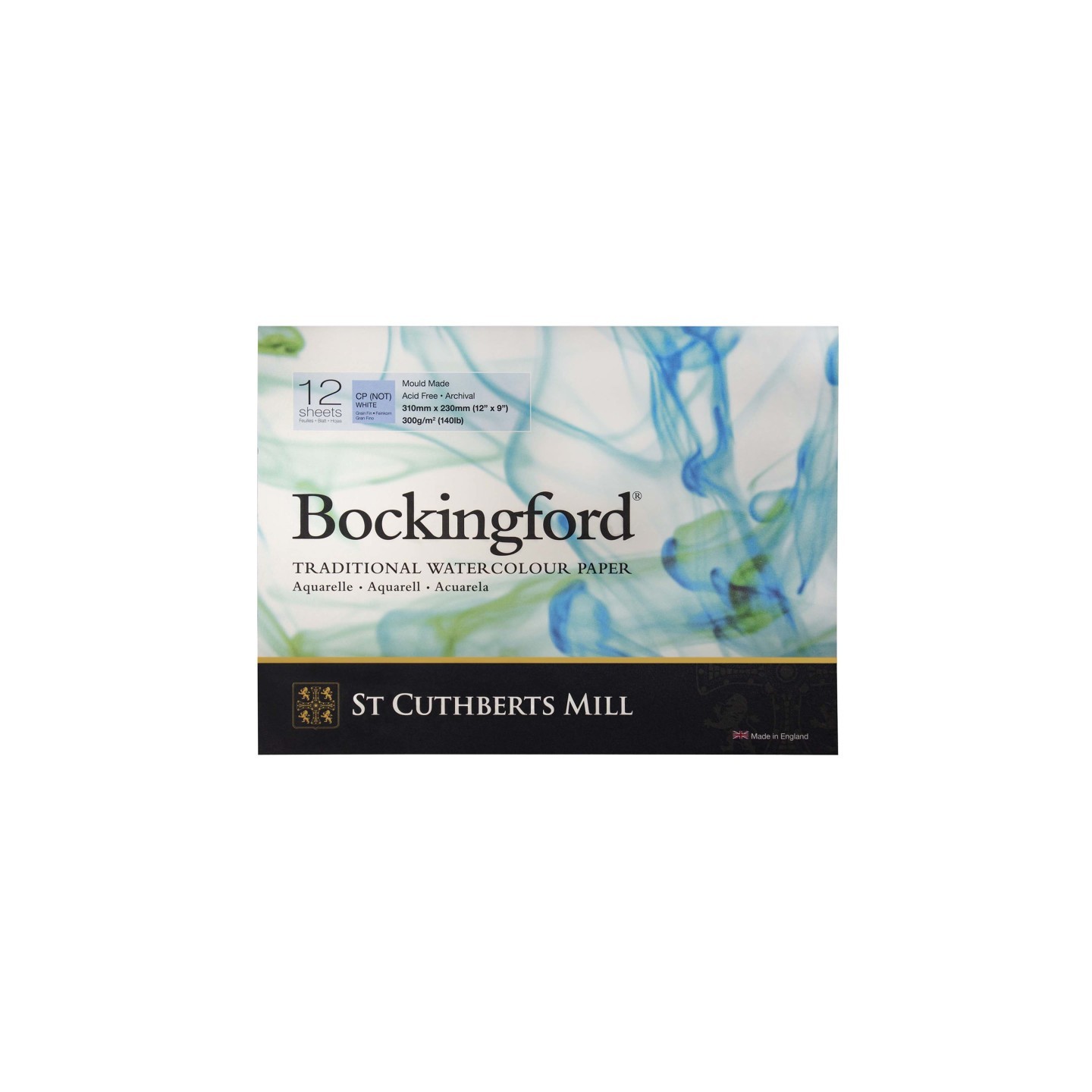 St Cuthberts Bockingford Watercolor Pad, Cold Pressed, Glue Binding, 140lb/300gsm, 12 Sheet, 9x12 inch, 1 Count