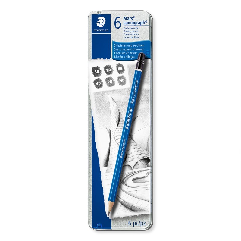 STAEDTLER® Mars® Lumograph® 6 Soft Lead Pencils (8B, 7B, 6B, 4B, 2B, HB)