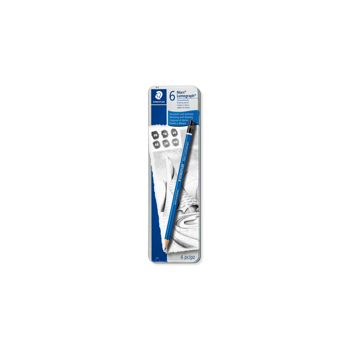 STAEDTLER® Mars® Lumograph® 6 Soft Lead Pencils (8B, 7B, 6B, 4B, 2B, HB)