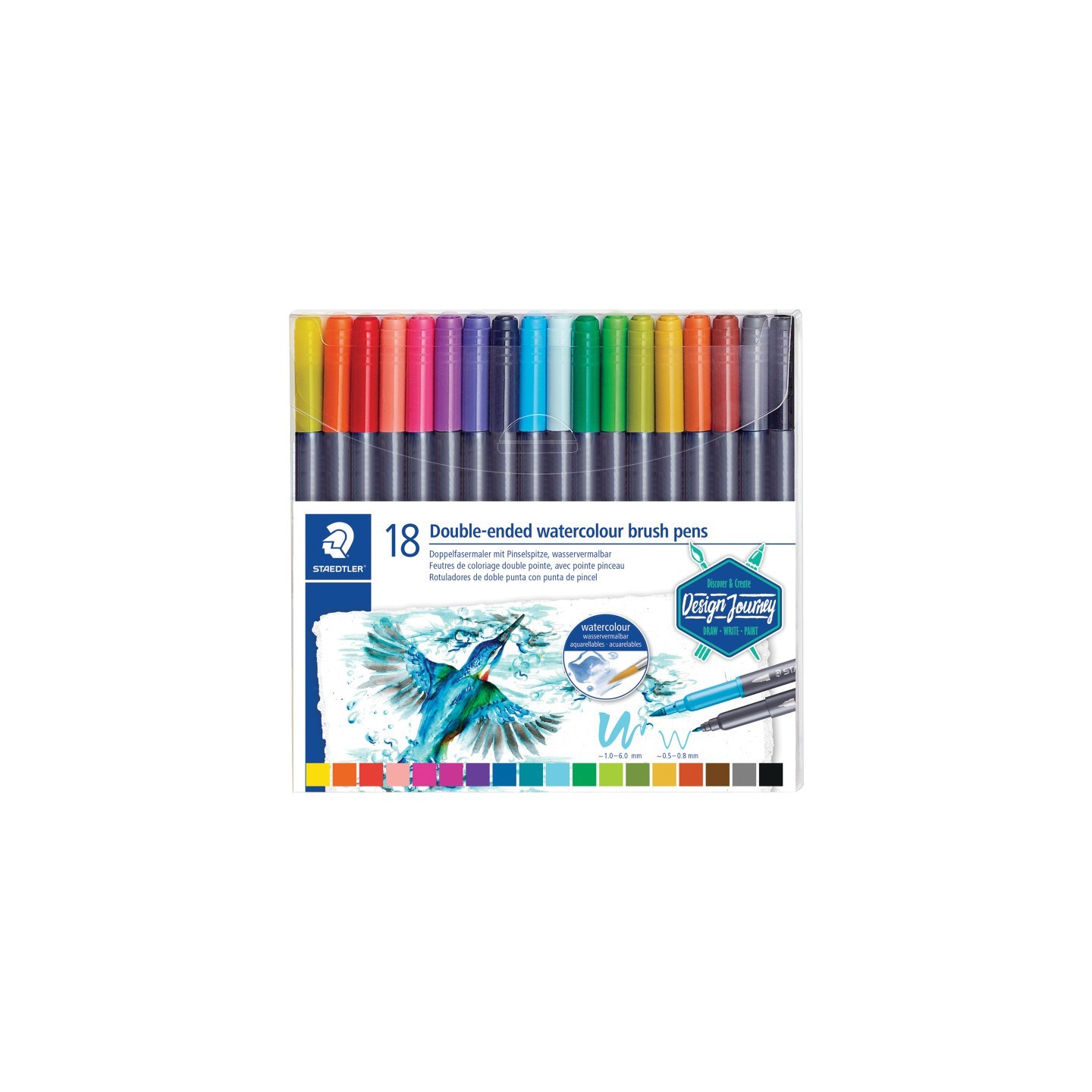 STAEDTLER® Double-ended watercolor+- brush 18pcs