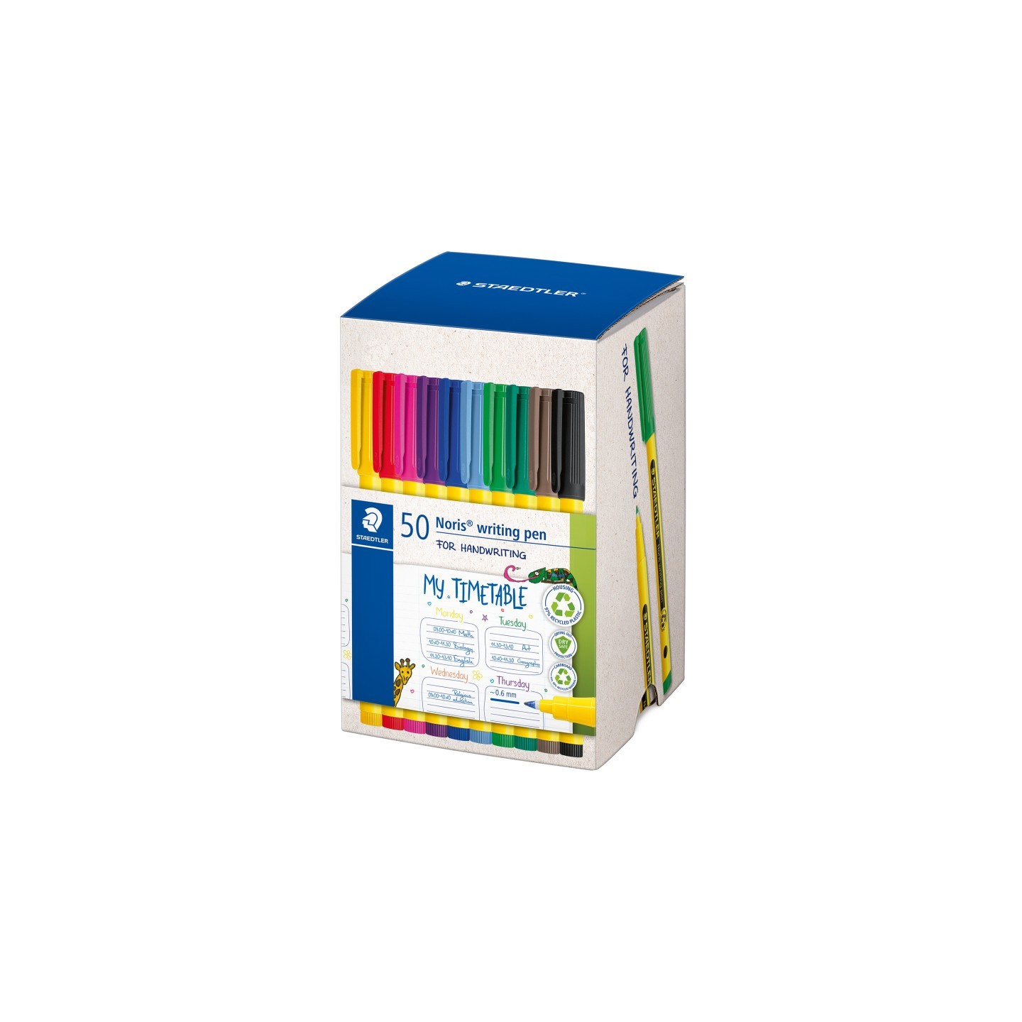 STAEDTLER® Noris® Writing Pens, 10 Colors, Box of 50