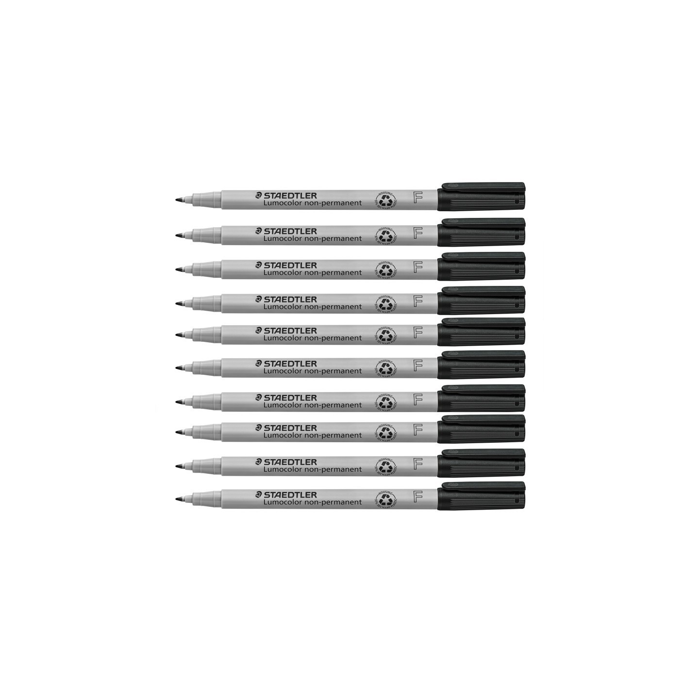 STAEDTLER® Lumocolor Non-Permanent, Wet Erase, Fine 0.6 mm, Black, Pack of 10