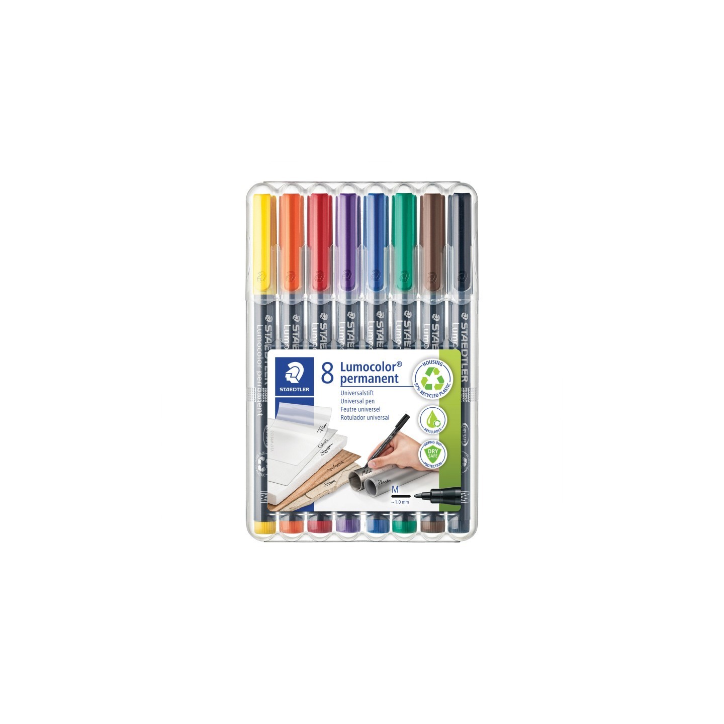 STAEDTLER® Lumocolor Permanent Pens, Medium 1.0 mm, Assorted Colors, Set of 8
