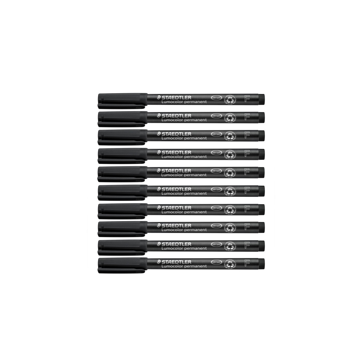 STAEDTLER® Lumocolor Permanent Pens, Fine 0.6 mm, Black, Pack of 10