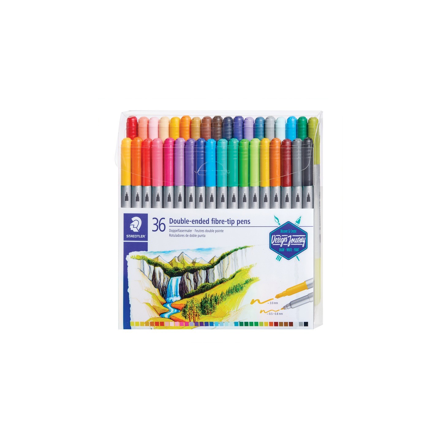 STAEDTLER® Double-Ended Fiber-Tip Pens, Assorted Colors, Set of 36