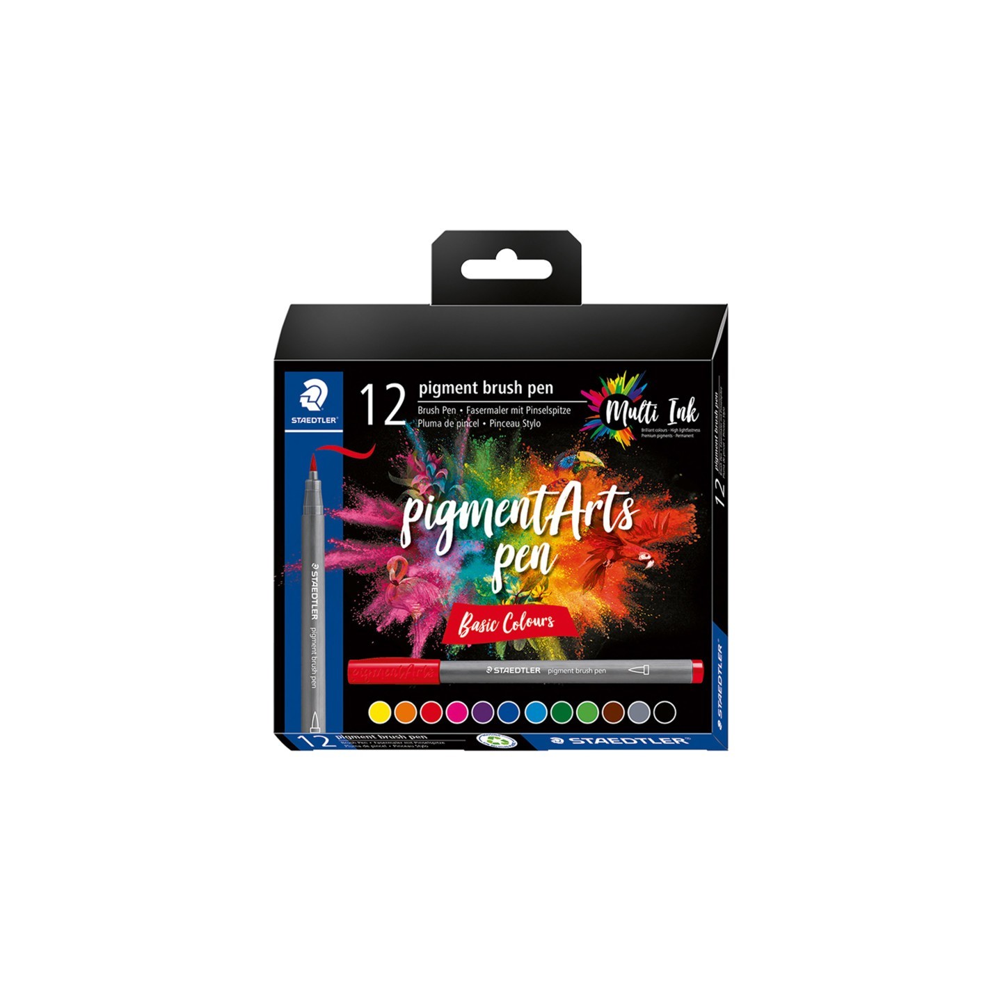 STAEDTLER® Pigment Arts Brush Pens, Basic Colors, Set of 12