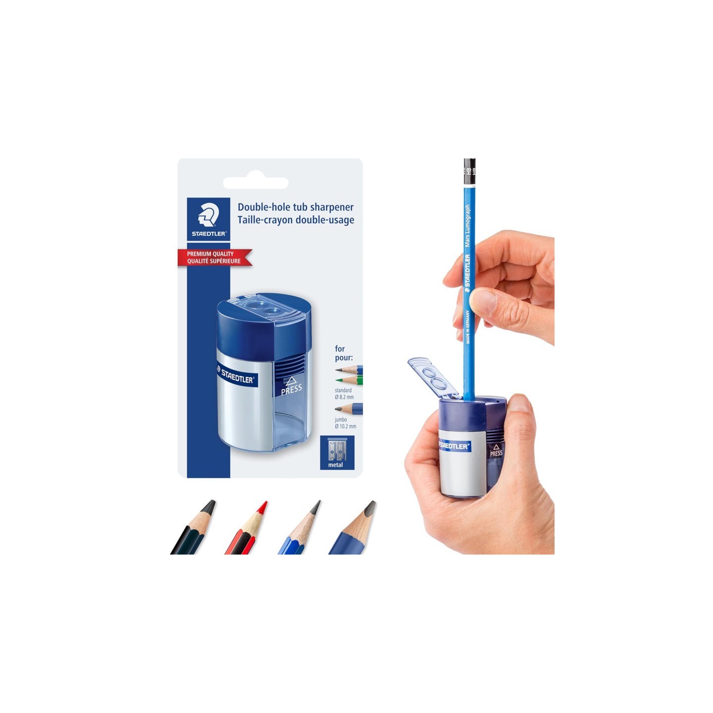 STAEDTLER® Personal Pencil Sharpener, Dual-Size, Safety Lock Lid