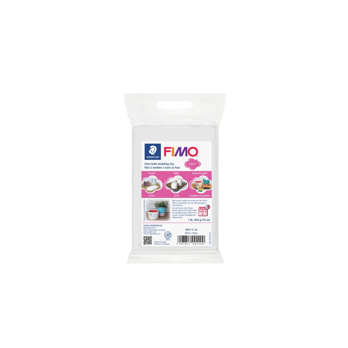 STAEDTLER® FIMO® Soft Modeling Clay, 1 lb (454 g) Block, White