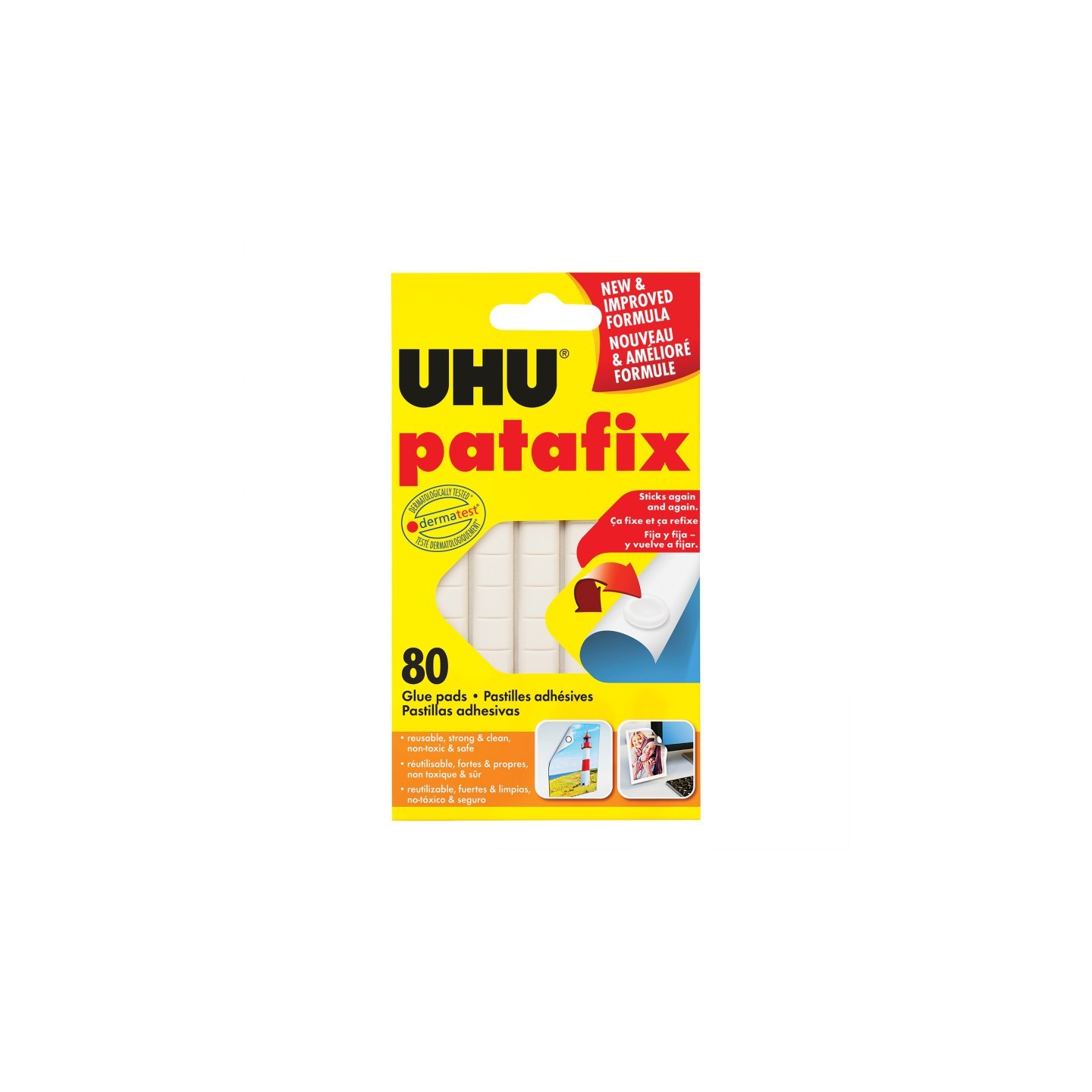 STAEDTLER® UHU Adhesive Tac Putty, Removable & Reusable, White, 50 g, 80 Pads