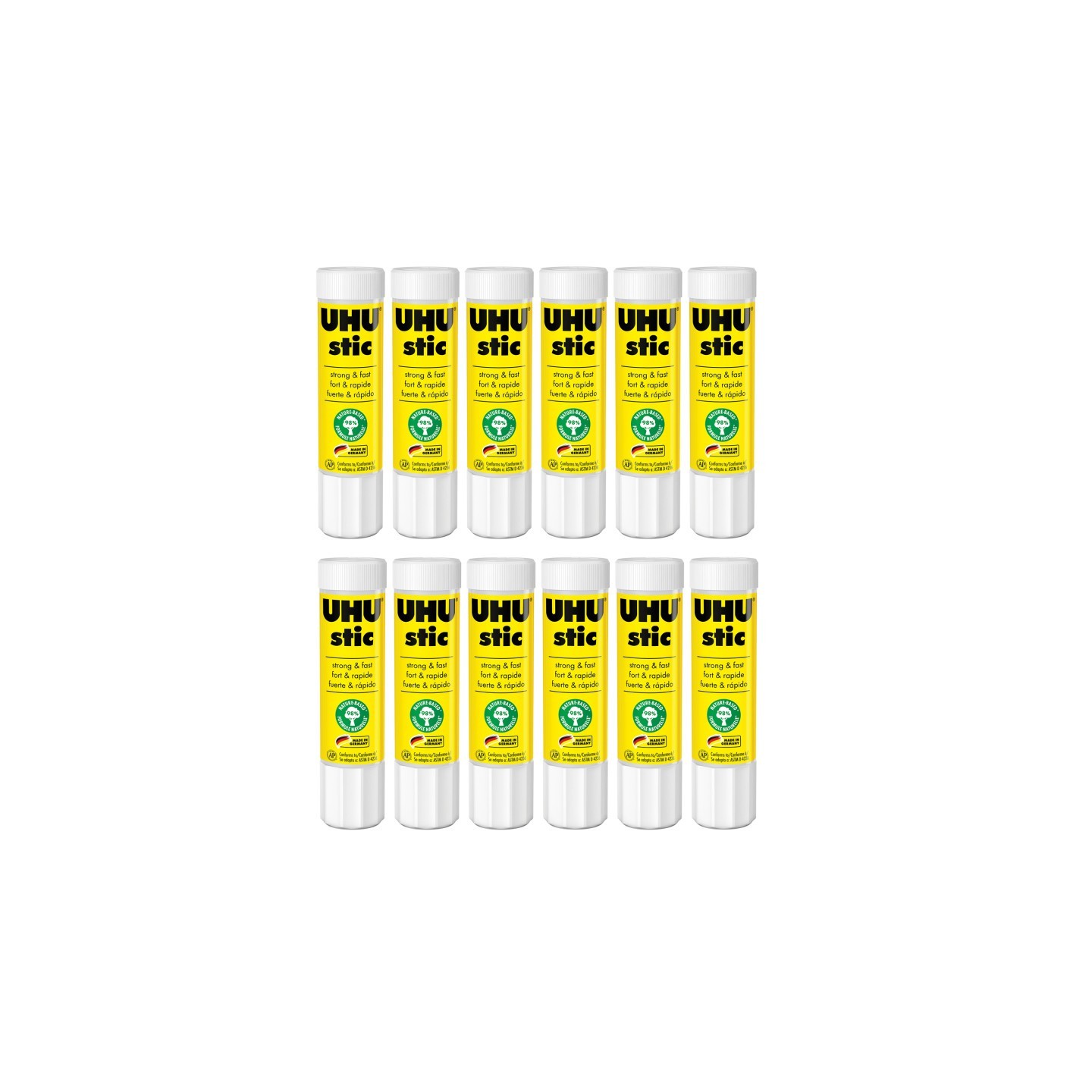 STAEDTLER® UHU Stic Permanent Glue Stick, Clear, 21 g, Pack of 12