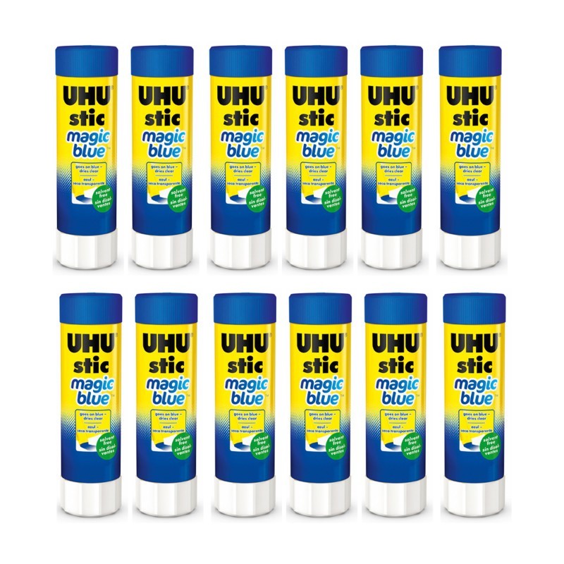 STAEDTLER® UHU Stic Magic Blue Glue Stick, Dries Clear, 40 g, Pack of 12