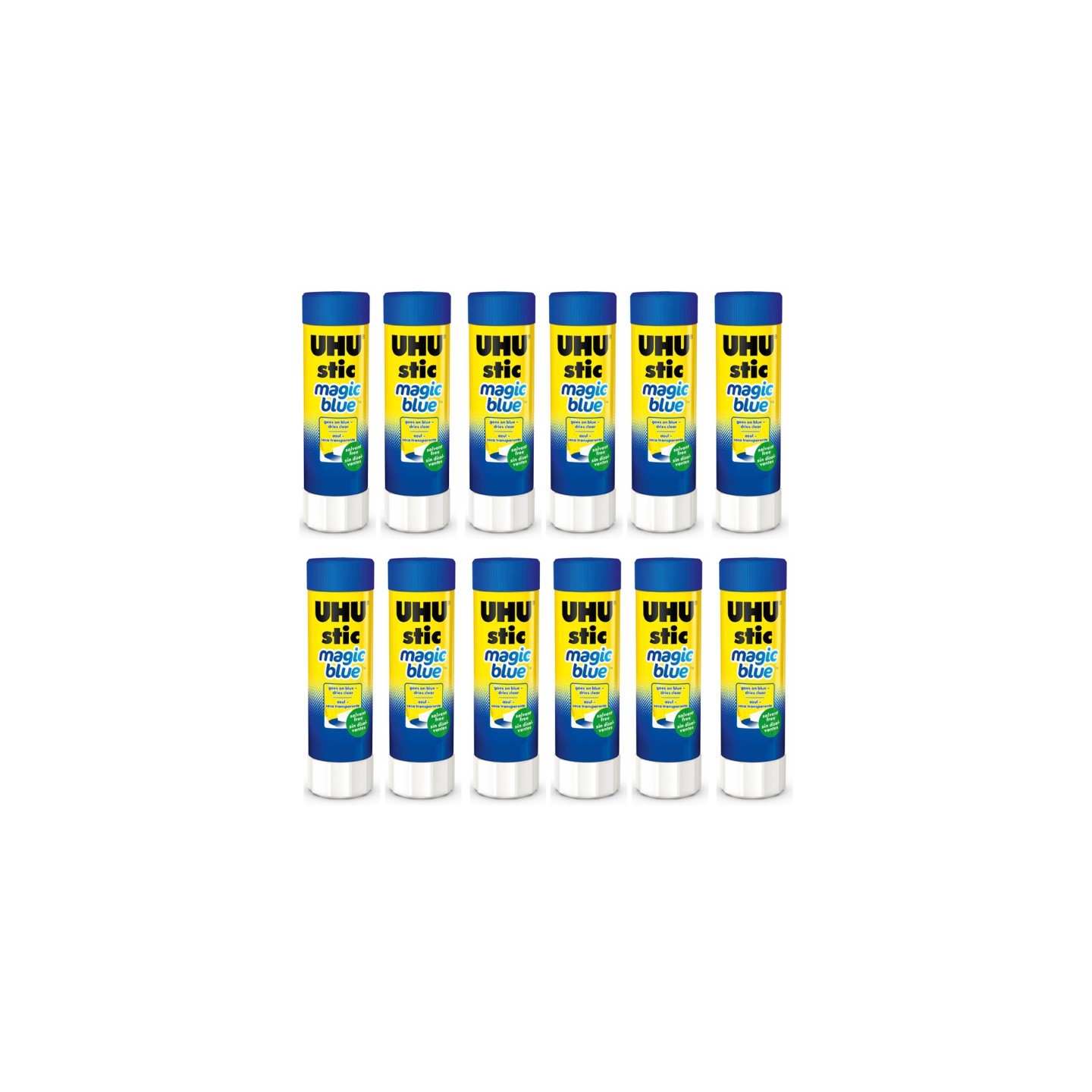 STAEDTLER® UHU Stic Magic Blue Glue Stick, Dries Clear, 40 g, Pack of 12
