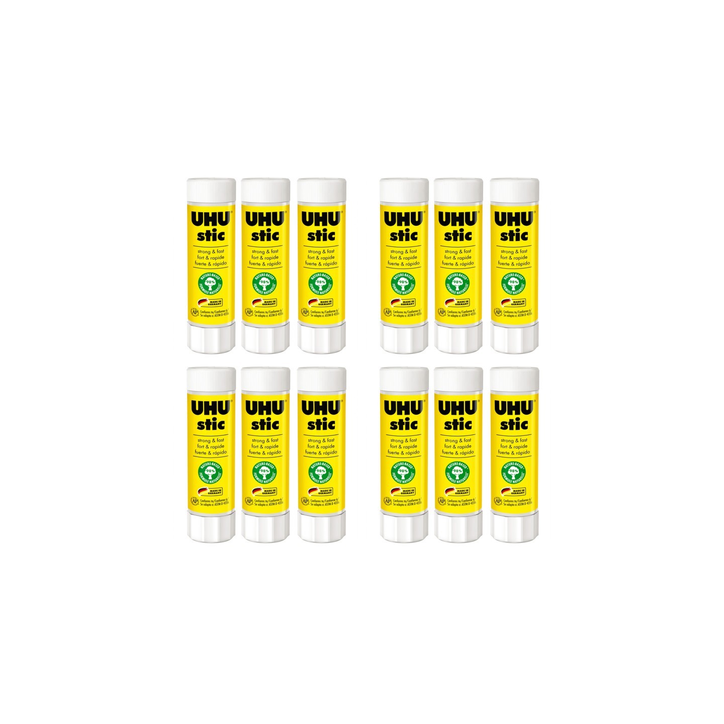 STAEDTLER® UHU Stic Permanent Glue Stick, Clear, 40 g, Pack of 12