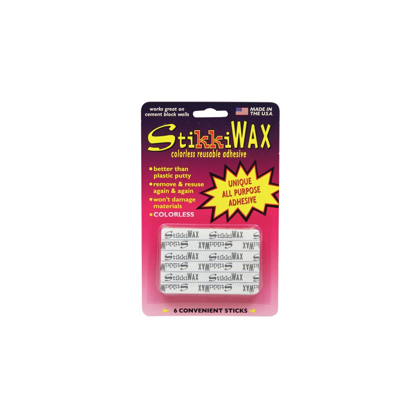 StikkiWorks StikkiWAX™ Adhesive Bars/Sticks, Pack of 6