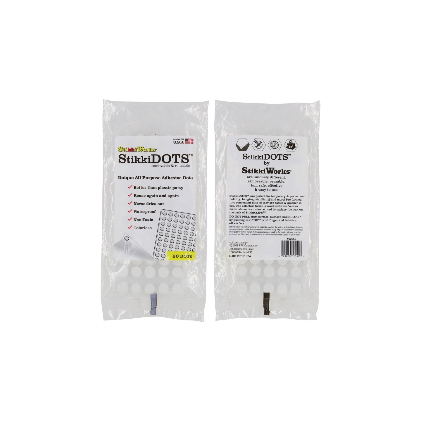 StikkiWorks StikkiDOTS™, Adhesive Dots, Pack of 50