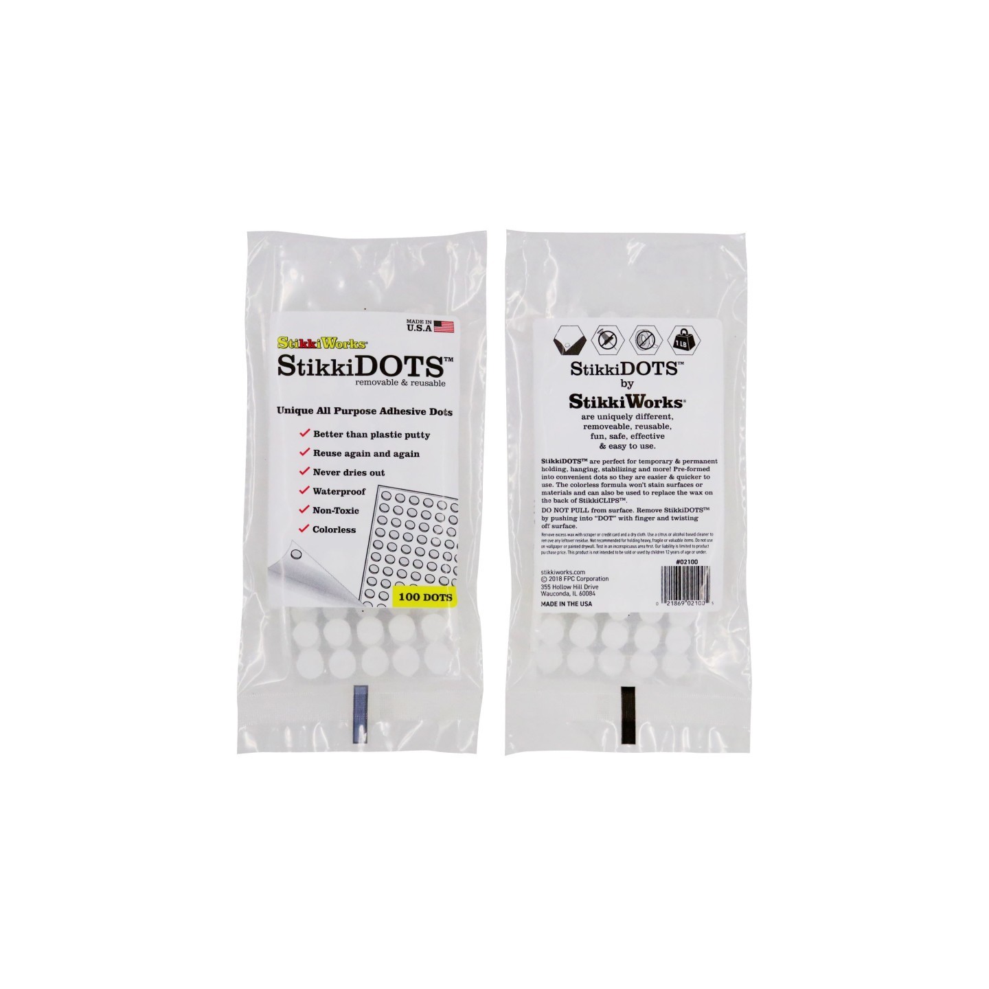 StikkiWorks StikkiDOTS™, Adhesive Dots, Pack of 100