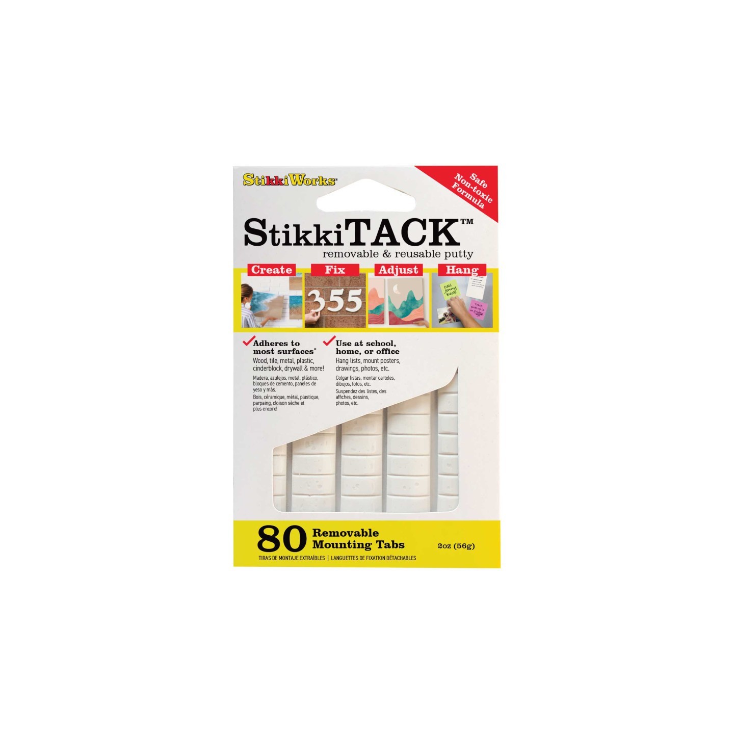 StikkiWorks StikkiTack, 80 Tabs, 2 oz., White