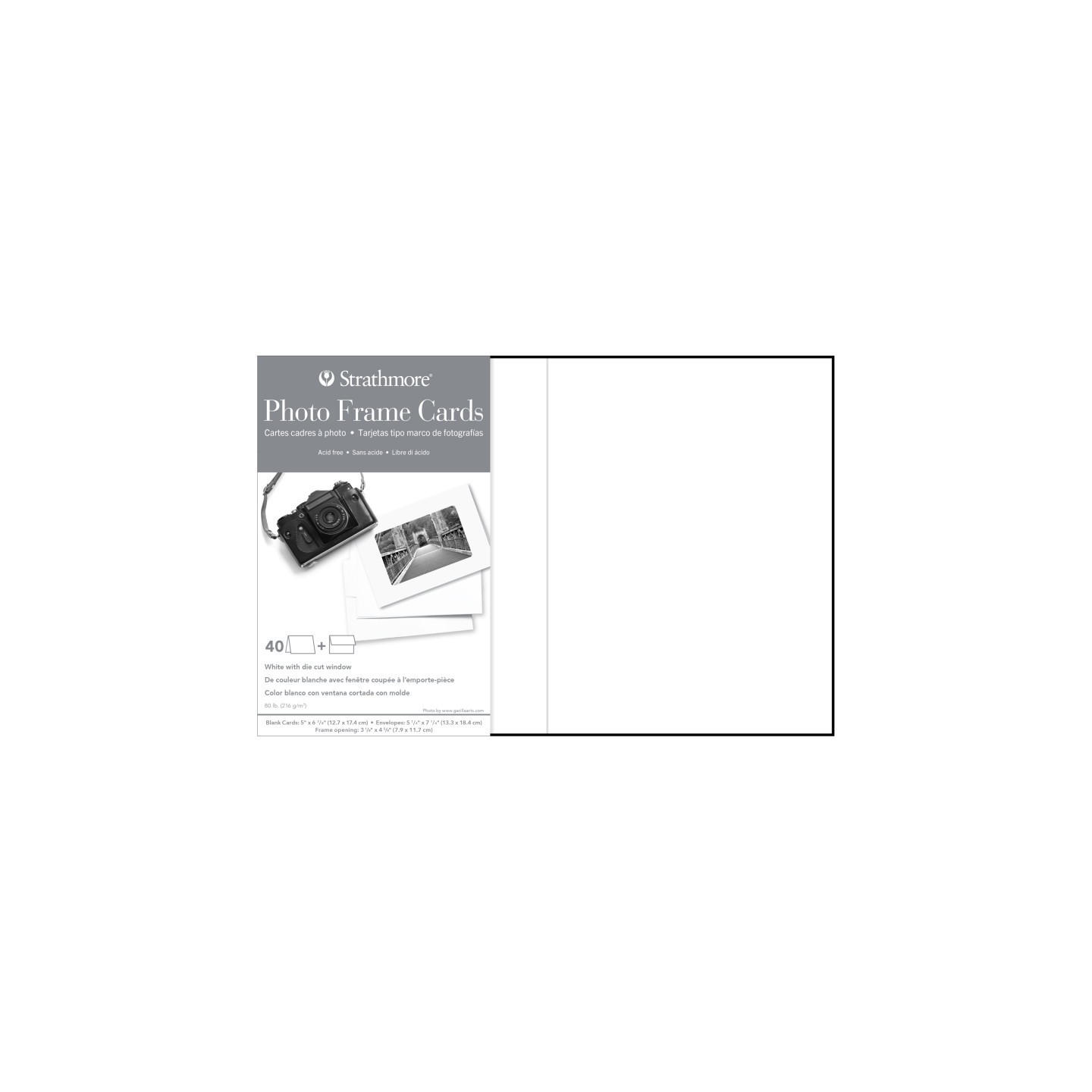 Strathmore Photo Frame Cards & Envelopes, Plain Border, 5x6.875 inch, 40 Pack