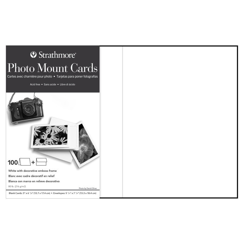 Strathmore Photo Mount Cards & Envelopes, Decorative Embossed Border, 5x6.875 inch, 100 Pack