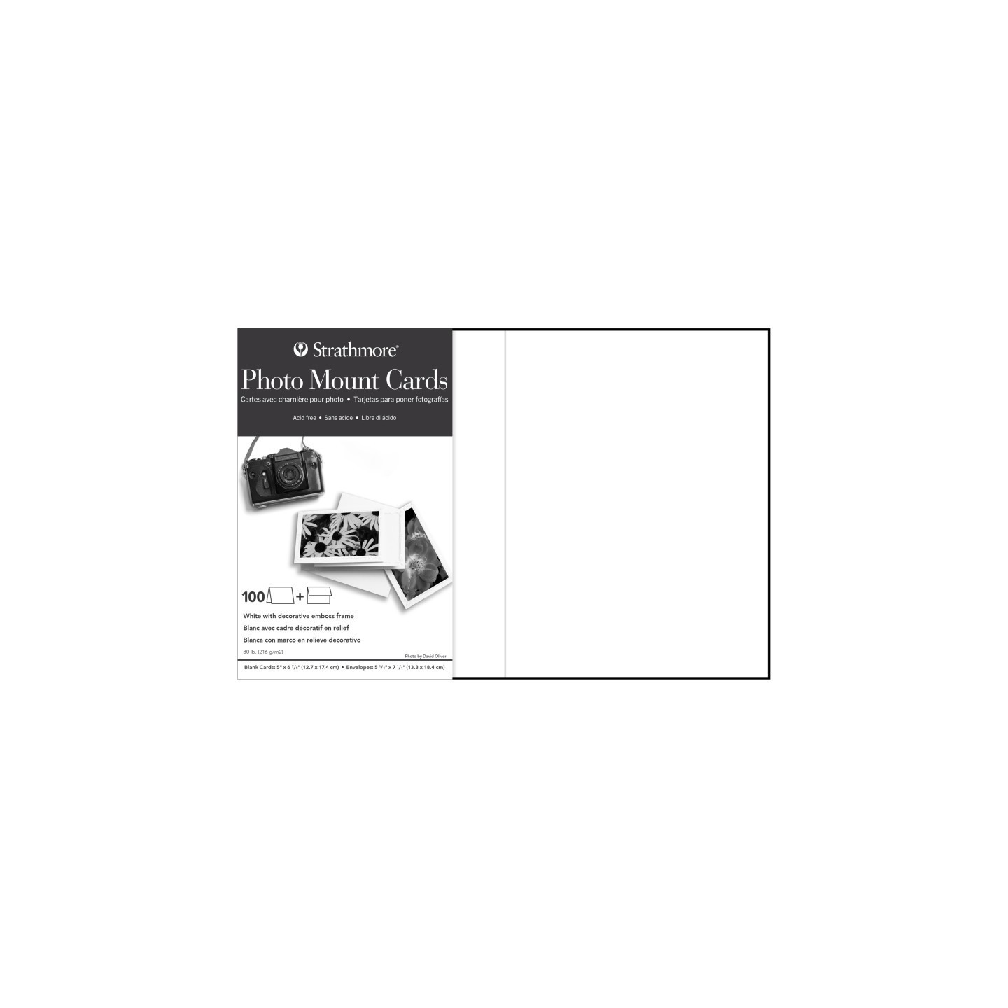 Strathmore Photo Mount Cards & Envelopes, Decorative Embossed Border, 5x6.875 inch, 100 Pack