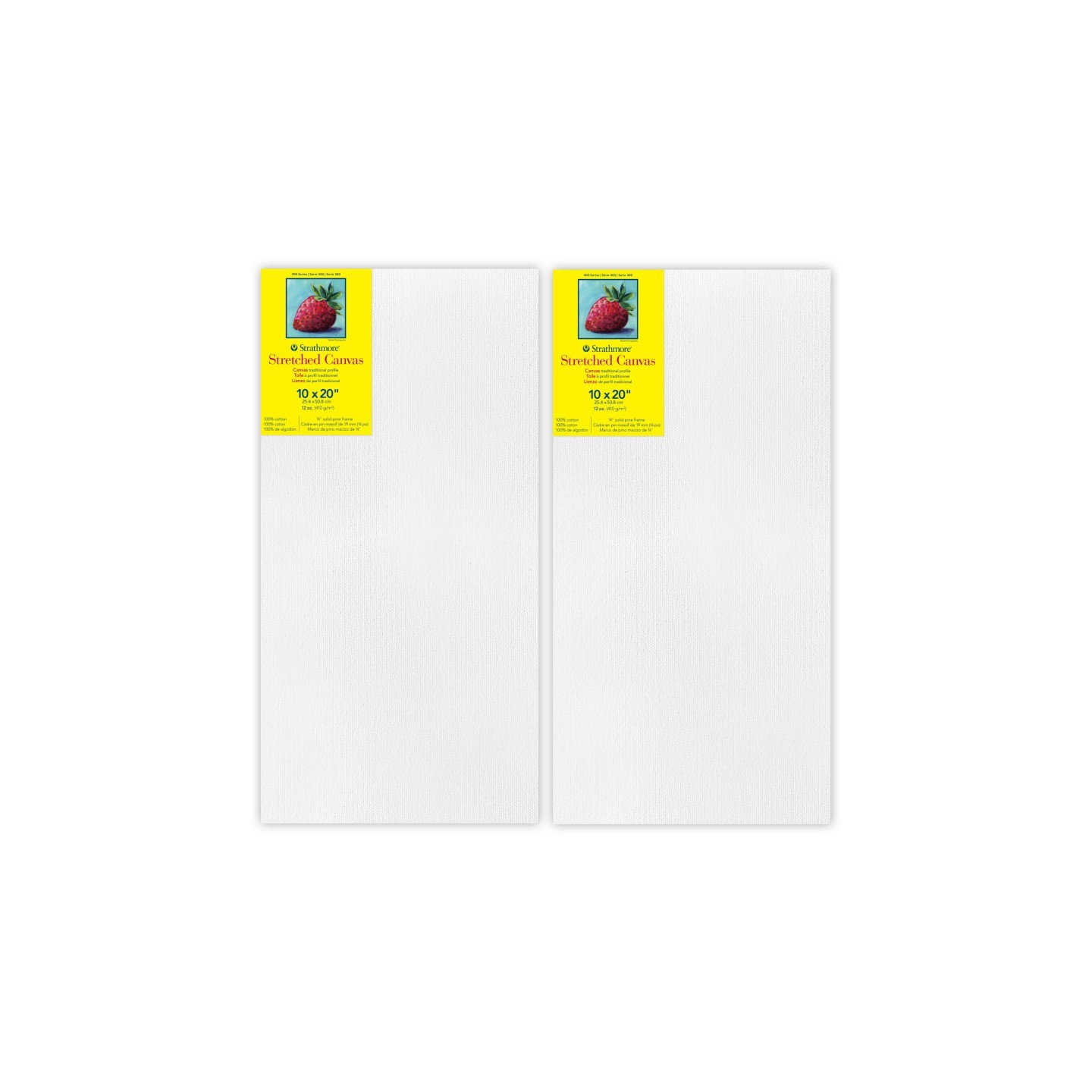 Strathmore 300 Series Traditional Stretched Canvas, 10x20 inch, Pack of 2