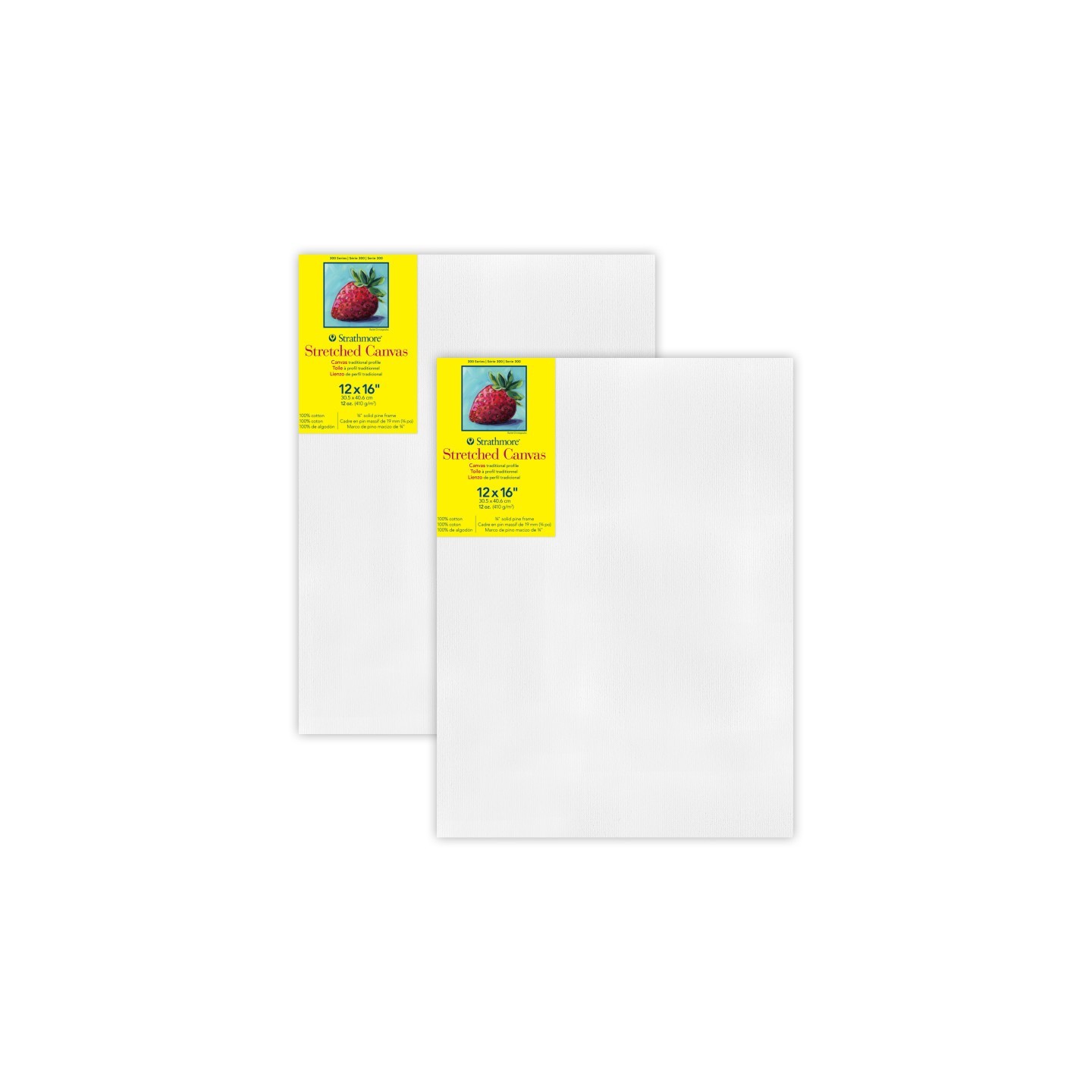 Strathmore 300 Series Traditional Stretched Canvas, 12x16 inch, Pack of 2