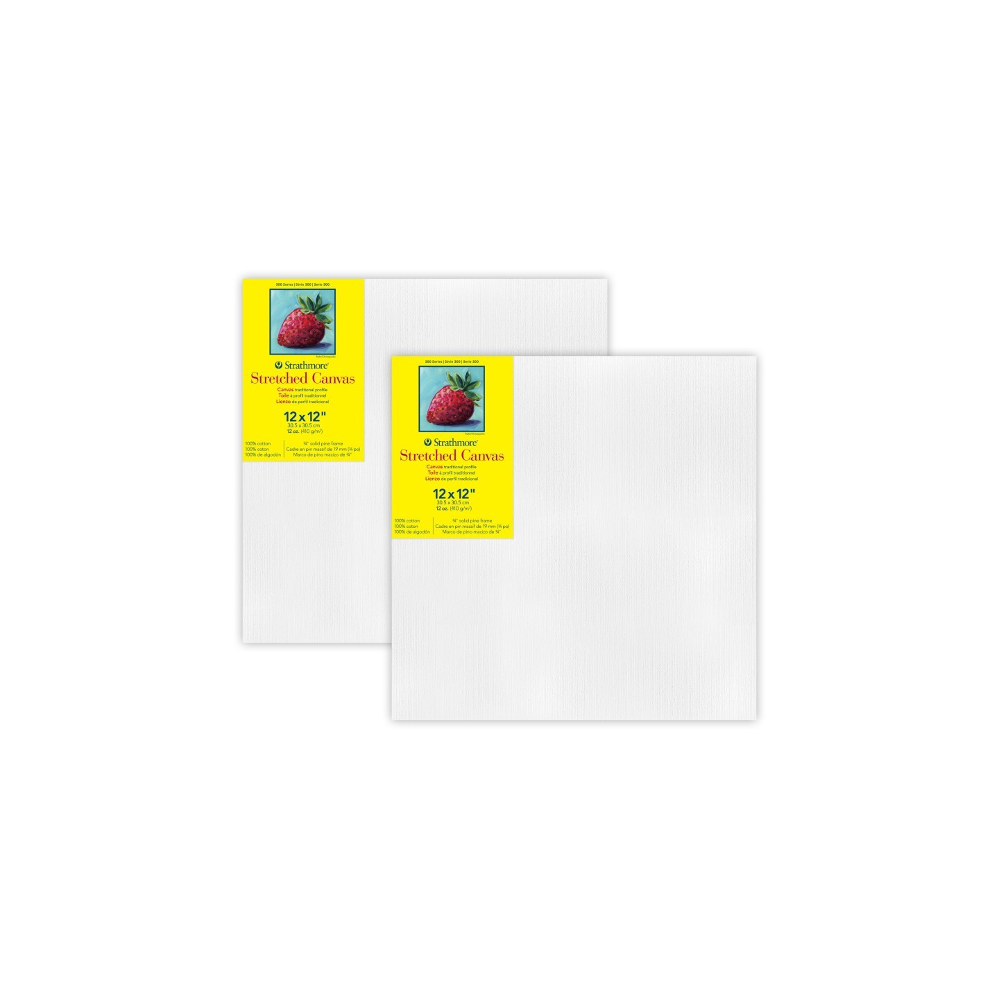 Strathmore 300 Series Traditional Stretched Canvas, 12x12 inch, Pack of 2