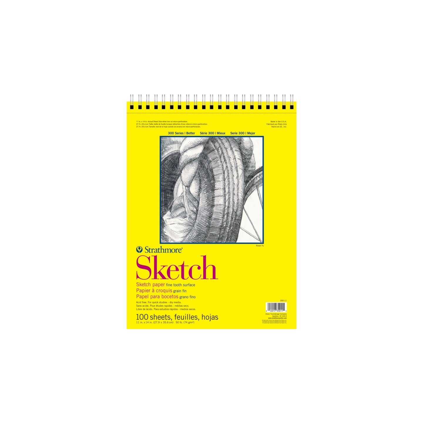 Strathmore 300 Series Sketch Pad, Side Wire Binding, 100 Sheets, 11x14 inch