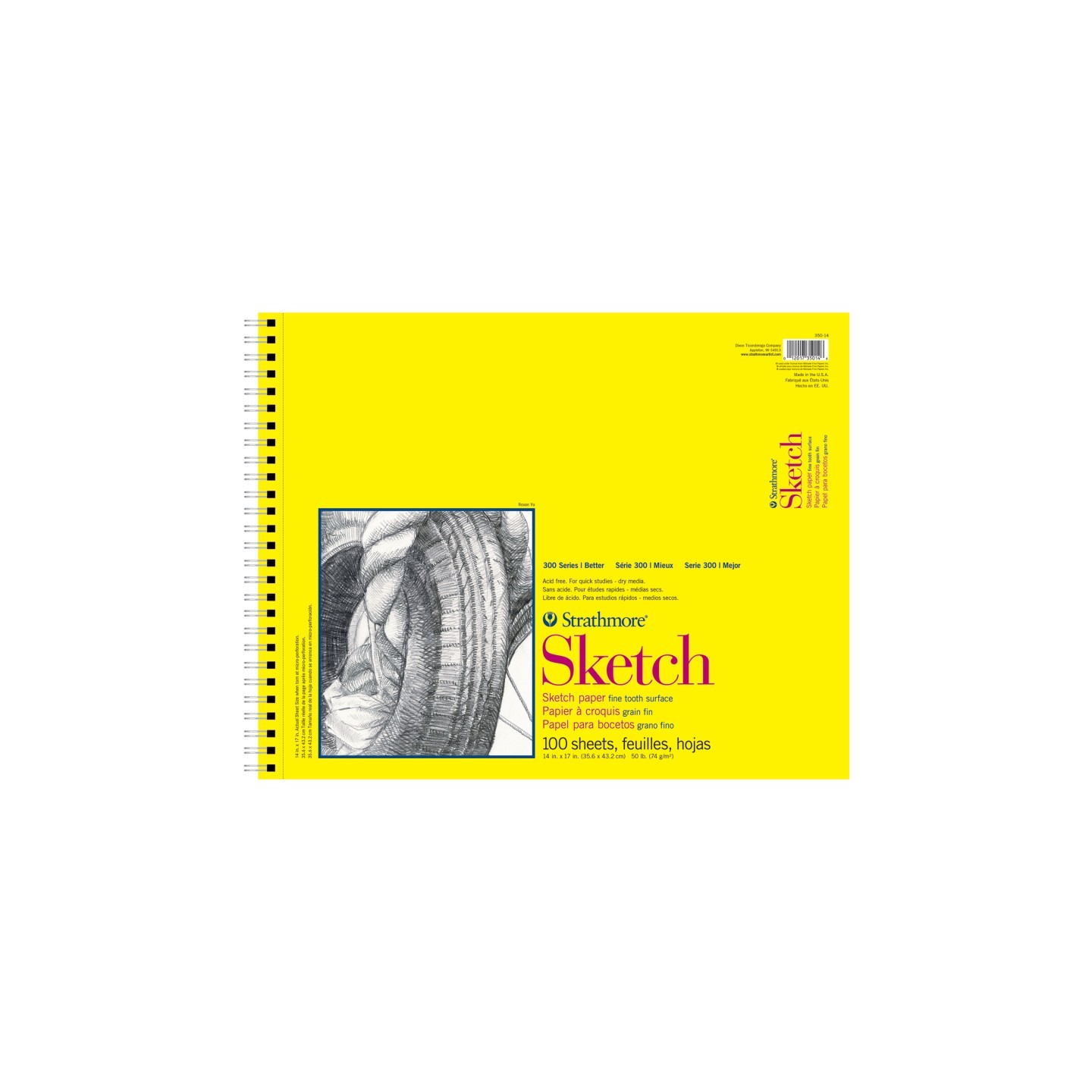 Strathmore 300 Series Sketch Pad, Side Wire Binding, 100 Sheets, 14x17 inch